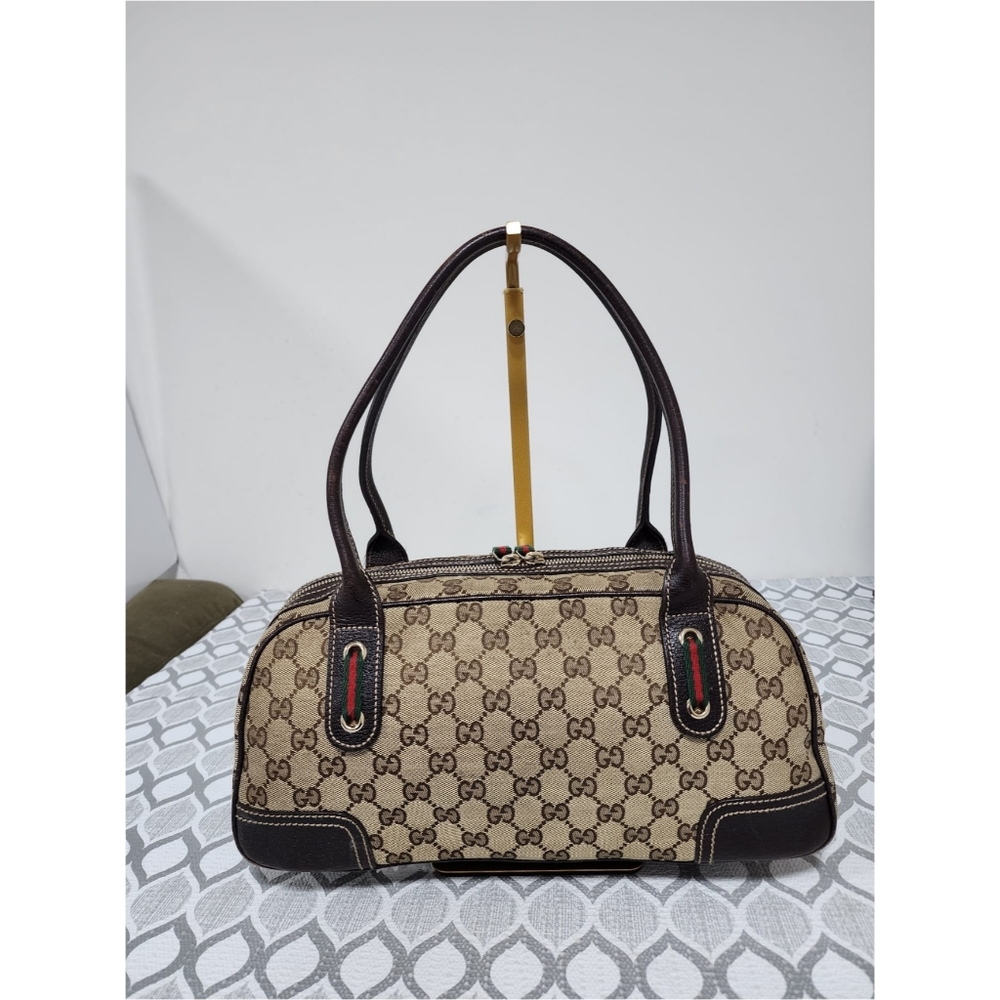 GUCCI Vintage Monogram Small Princy Shoulder Dark Brown/Beige - Picture 3 of 14